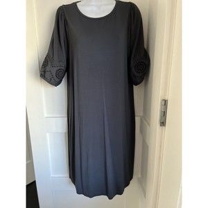 NEW Loft Women's Slate Gray‎ T Shirt Casual Dress Eyelet Short Sleeves Medium